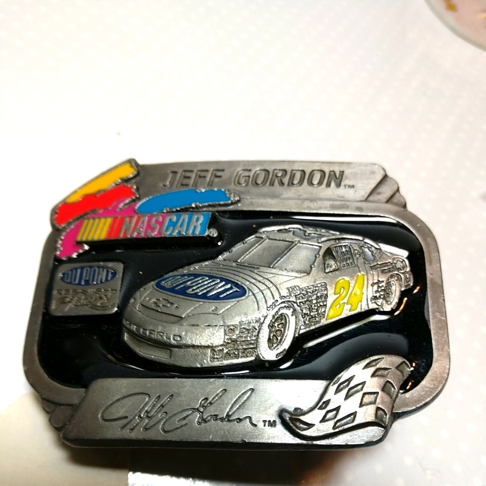 🏁Jeff Gordon Nascar🏁 Dupont Pewter Belt Buckle Vintage 1995 NWT